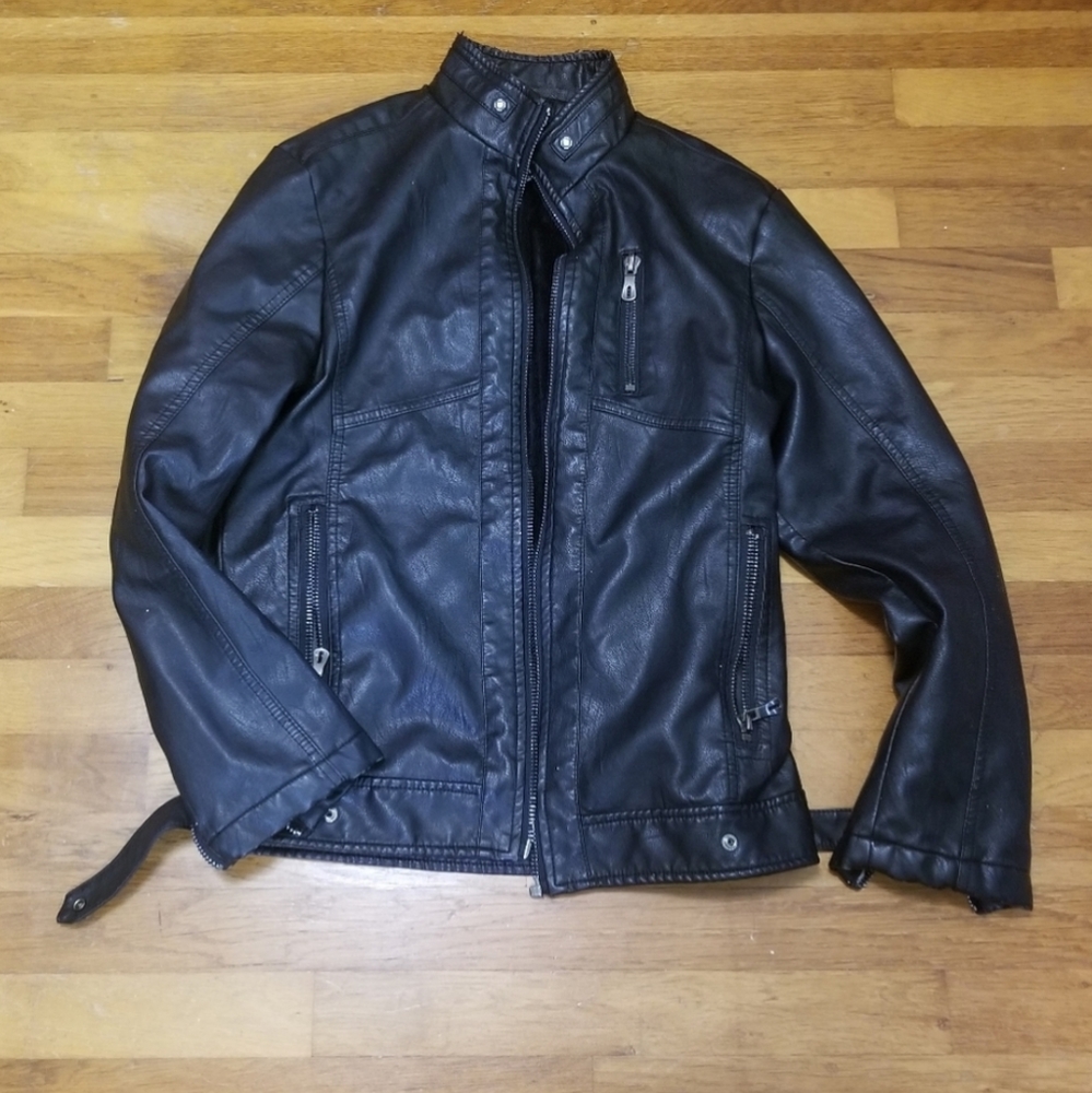 Black Chou Yatou Faux Leather Jacket
